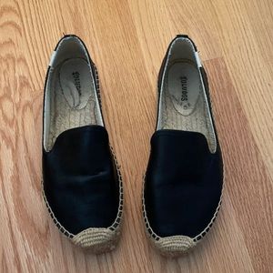 Soludos black leather espadrilles